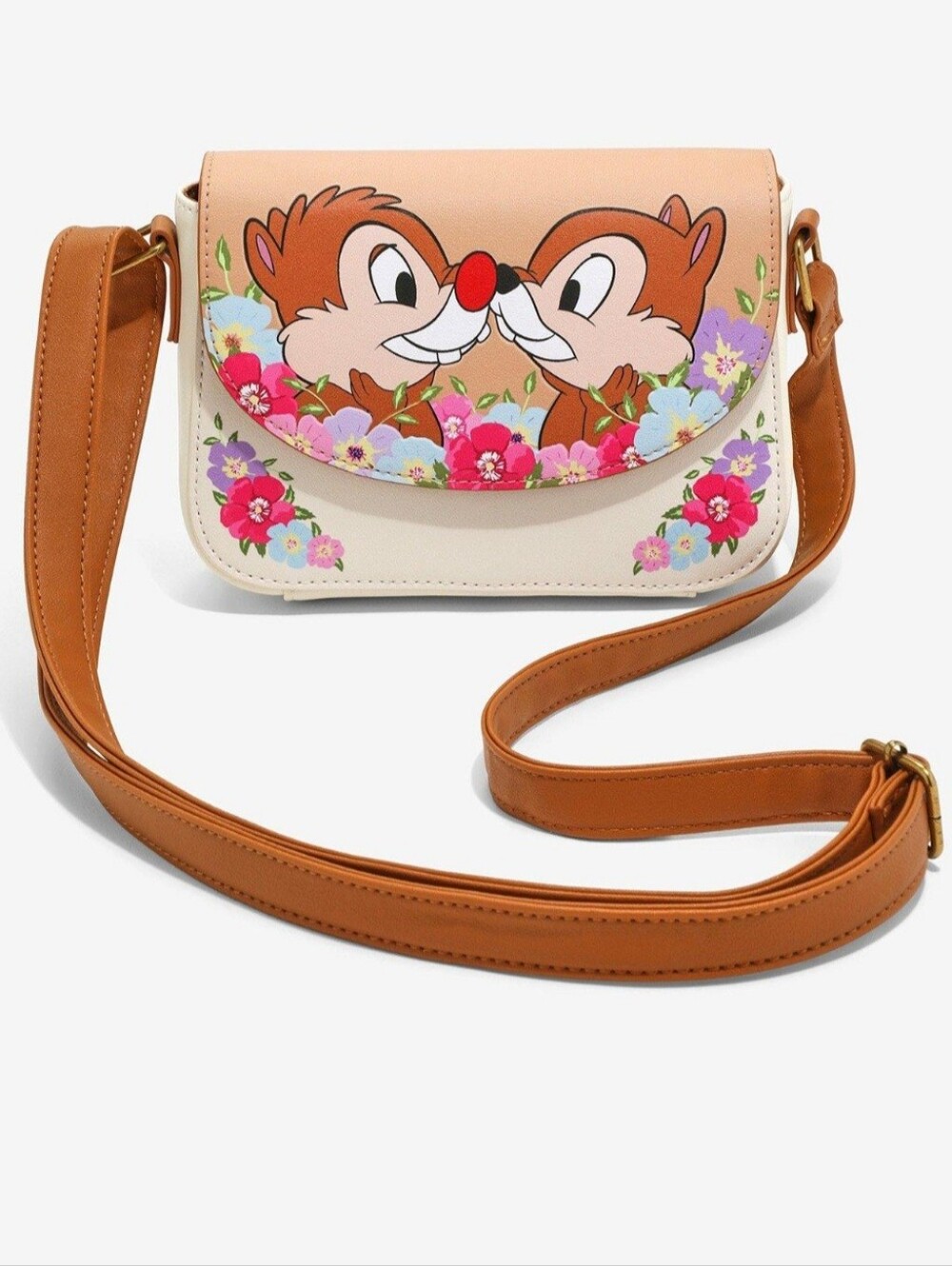 Loungefly Chip 'n' Dale Floral Crossbody Bag - Tan & Cream